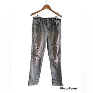 Studio Blue Distressed Straight Leg Jeans